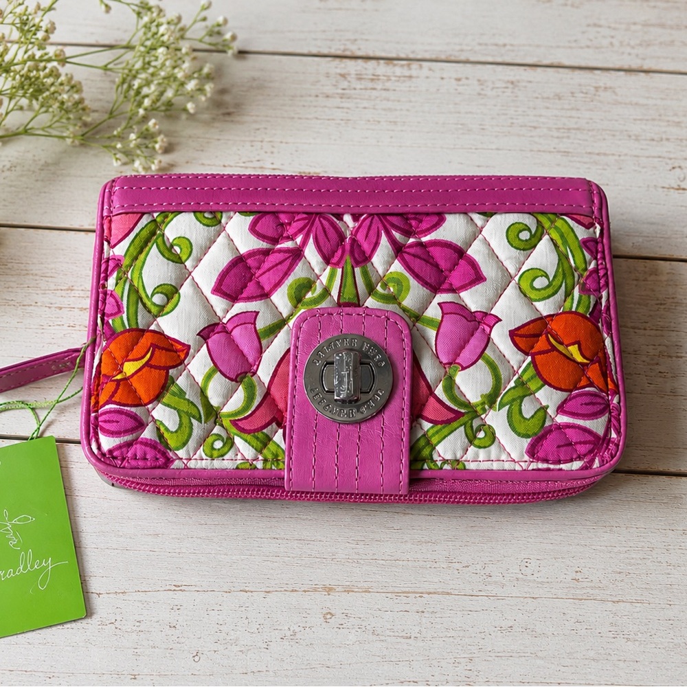 Vera Bradley Hot Pink Quilted Floral Wristlet Wallet